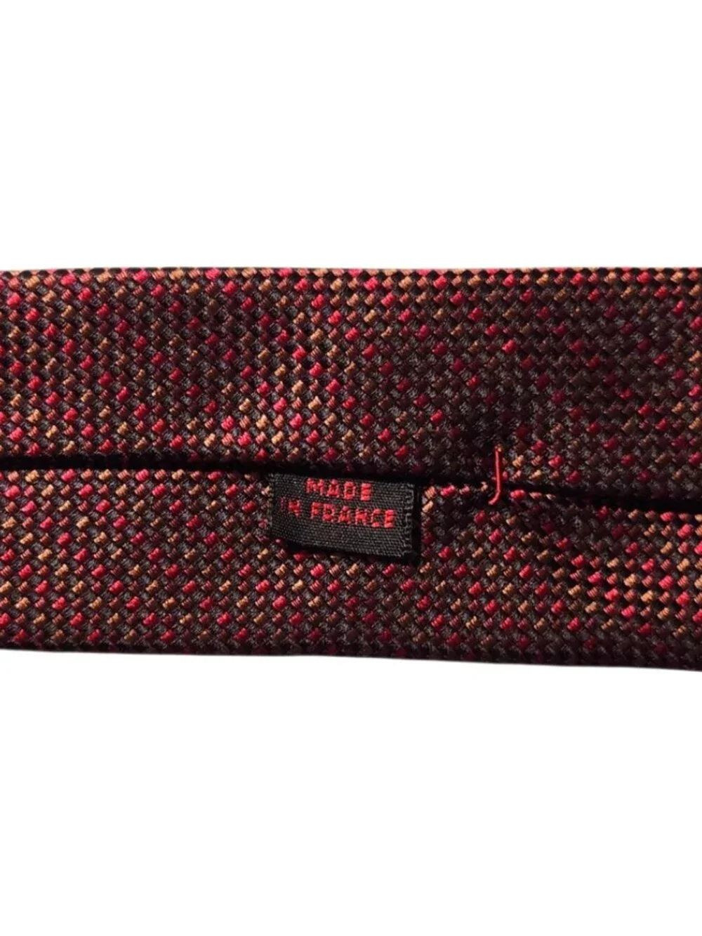 Charvet Place Vendome Necktie Tie Red Brown Yellow Black Silk Made in France